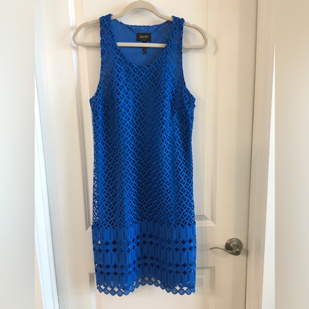 Blue Eyelet Sleeveless Party Dress